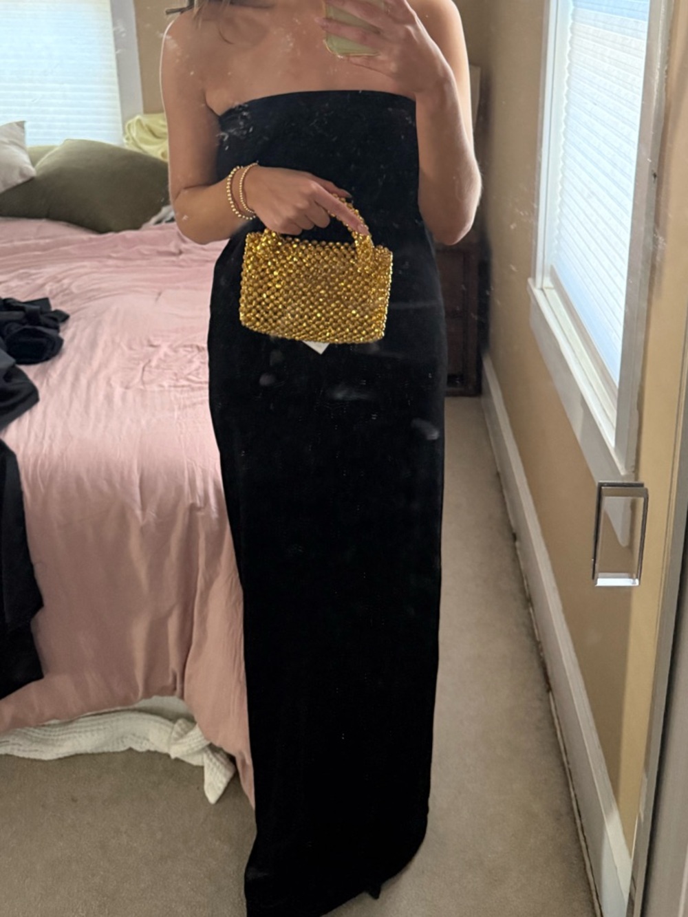 Tuckernuck Black Strapless Velvet Evening Dress